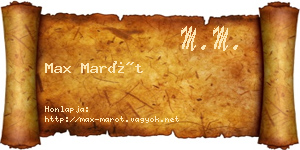 Max Marót névjegykártya